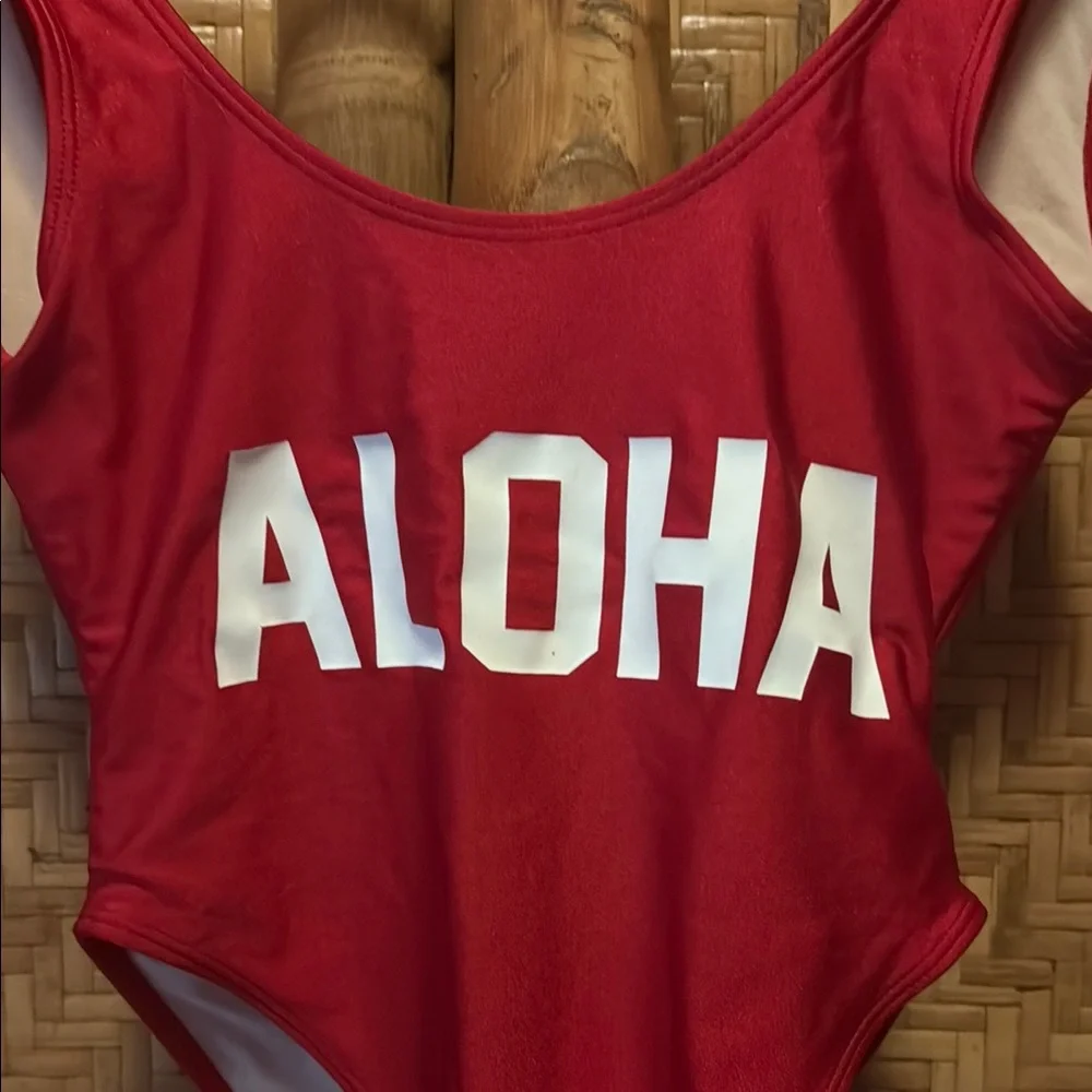 Red Aloha one piece Swimsuit by Private Party s/m